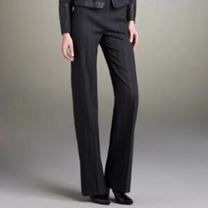 Armani Collezioni | Size 6 | Black Pinstripe Wool High Rise Straight Leg Trouser